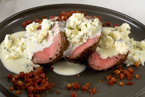 Gorgonzola Sauce over Beef Tenderloin